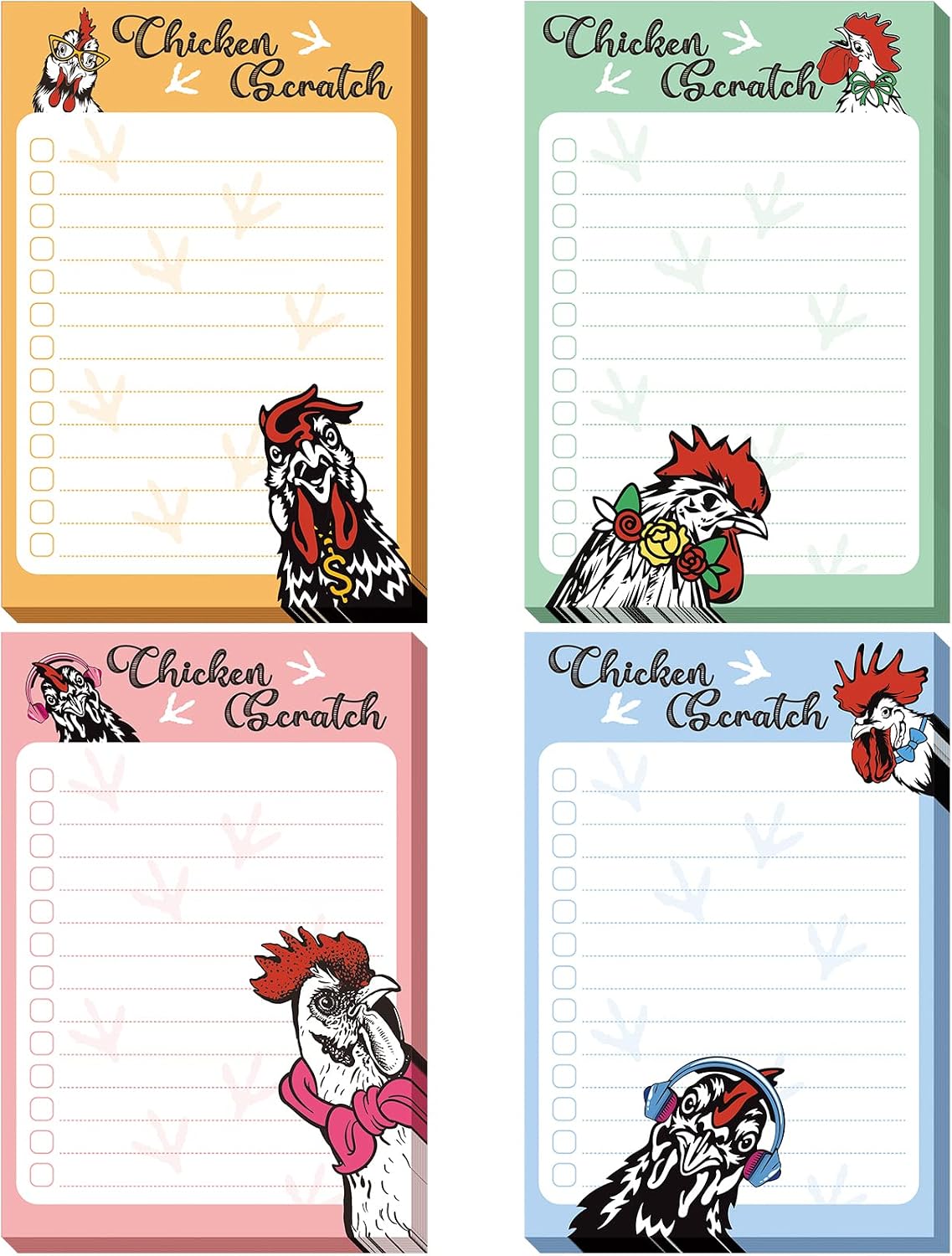Geyee 4 Pads Chicken Sticky Notes 4" x 6" Funny Animal Sticky Notes