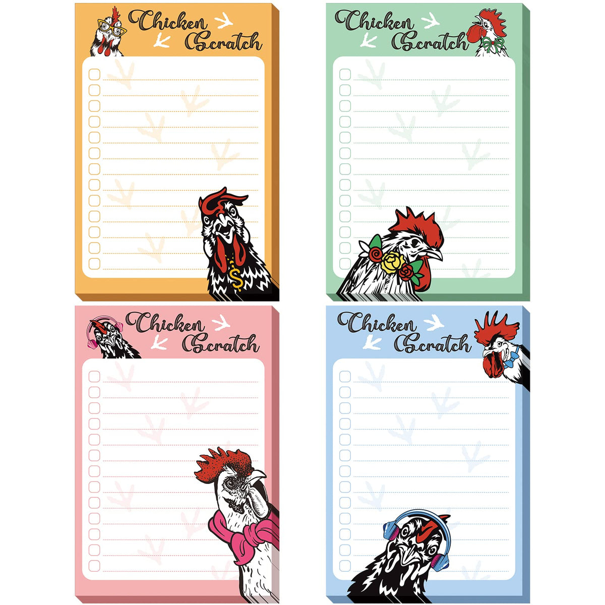 Geyee 4 Pads Chicken Sticky Notes 4" x 6" Funny Animal Sticky Notes