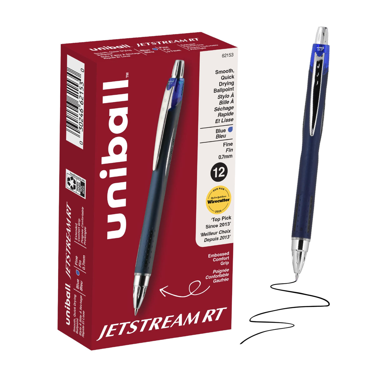 uniball™ Jetstream RT Ballpoint Pens, Black Ink, 0.7mm Fine Point, 3 Count