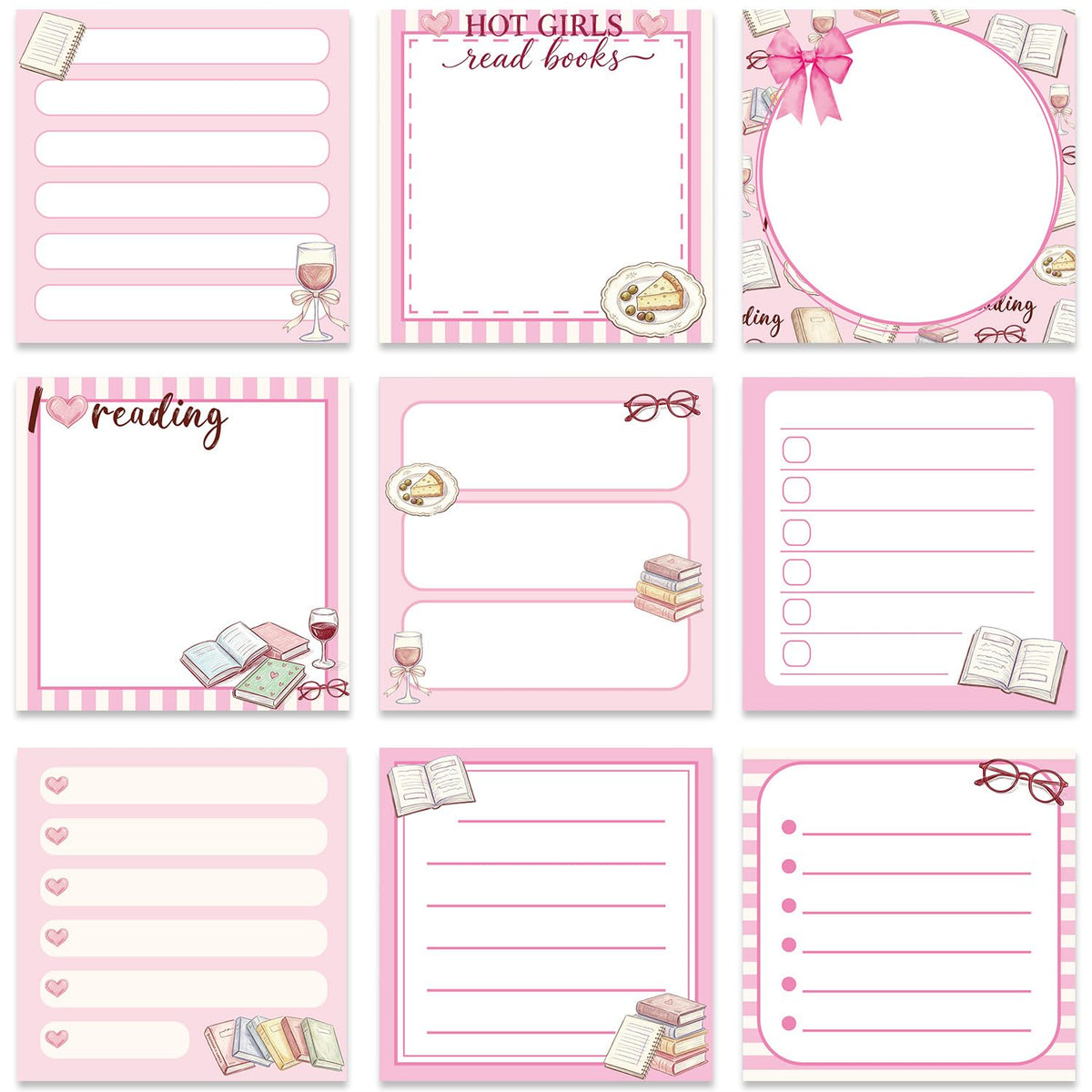 Frog Sticky Notes 3x3 Cute Animal Stationery 9-Pack