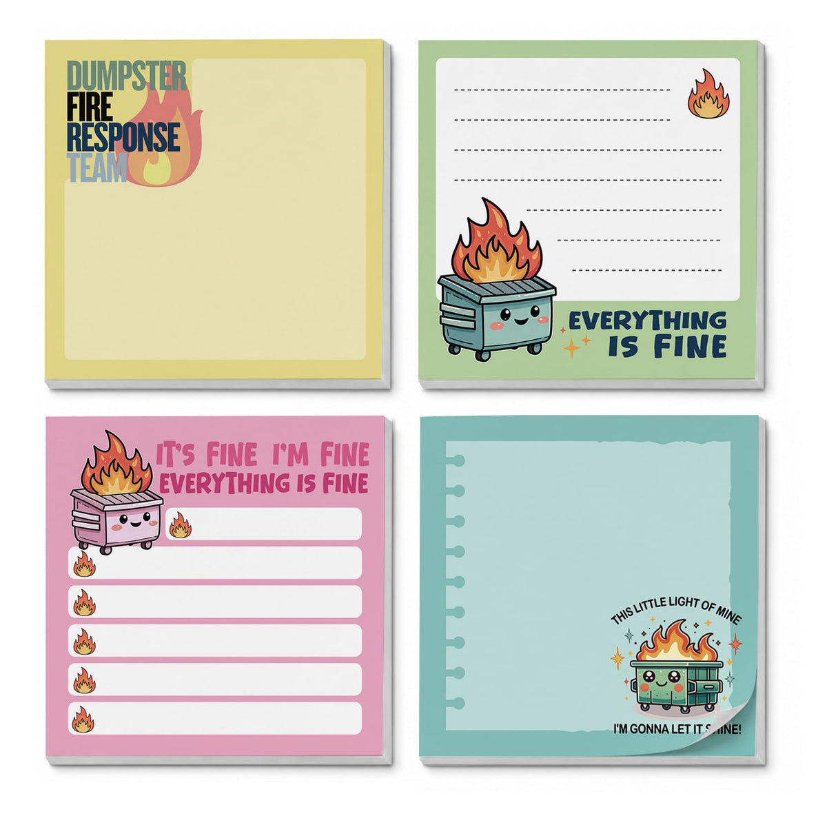 Cat Sticky Notes 3x3, Funny Cute Cat Sticky Notes 4 Pads, Cute Notepads Office Supplies Gifts for Women Men Coworkers Cat Lovers