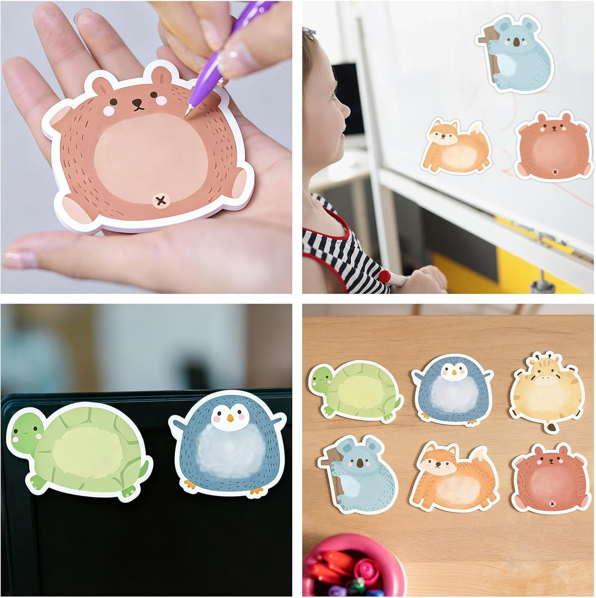 Cute Animal Sticky Notes 24 Pads Mini Cartoon Notes Memo Pads Self Adhesive Home Office School Classroom Supplies