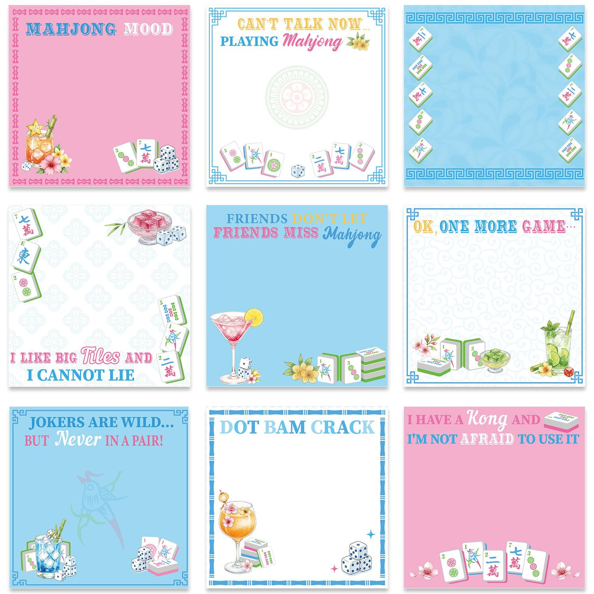 Pink Blue Aesthetic Sticky Notes 3x3 Gifts for Students 9-Pack