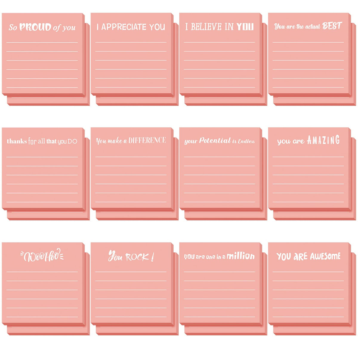 Yinder 24 Pcs Inspirational Sticky Notes Gifts, Appreciation, Multicolor