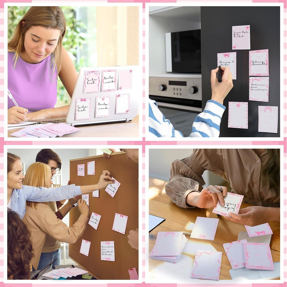 Thenshop 24 Pcs/720 Sheets Coquette Pink Bow Sticky Notes Bow Self Stick Notepad to Do List Writing Memo Pads Goodies Bags Fillers for Birthday Party Favors Rewards Gifts Home Office, 4 x 3 Inches