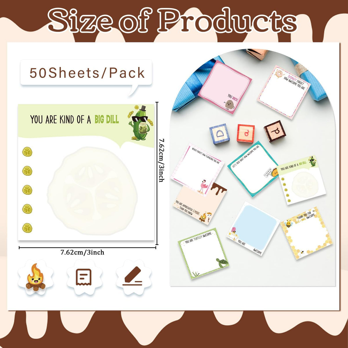 Inspirational Sticky Notes 3x3 Gifts for Positive People 9-Pack