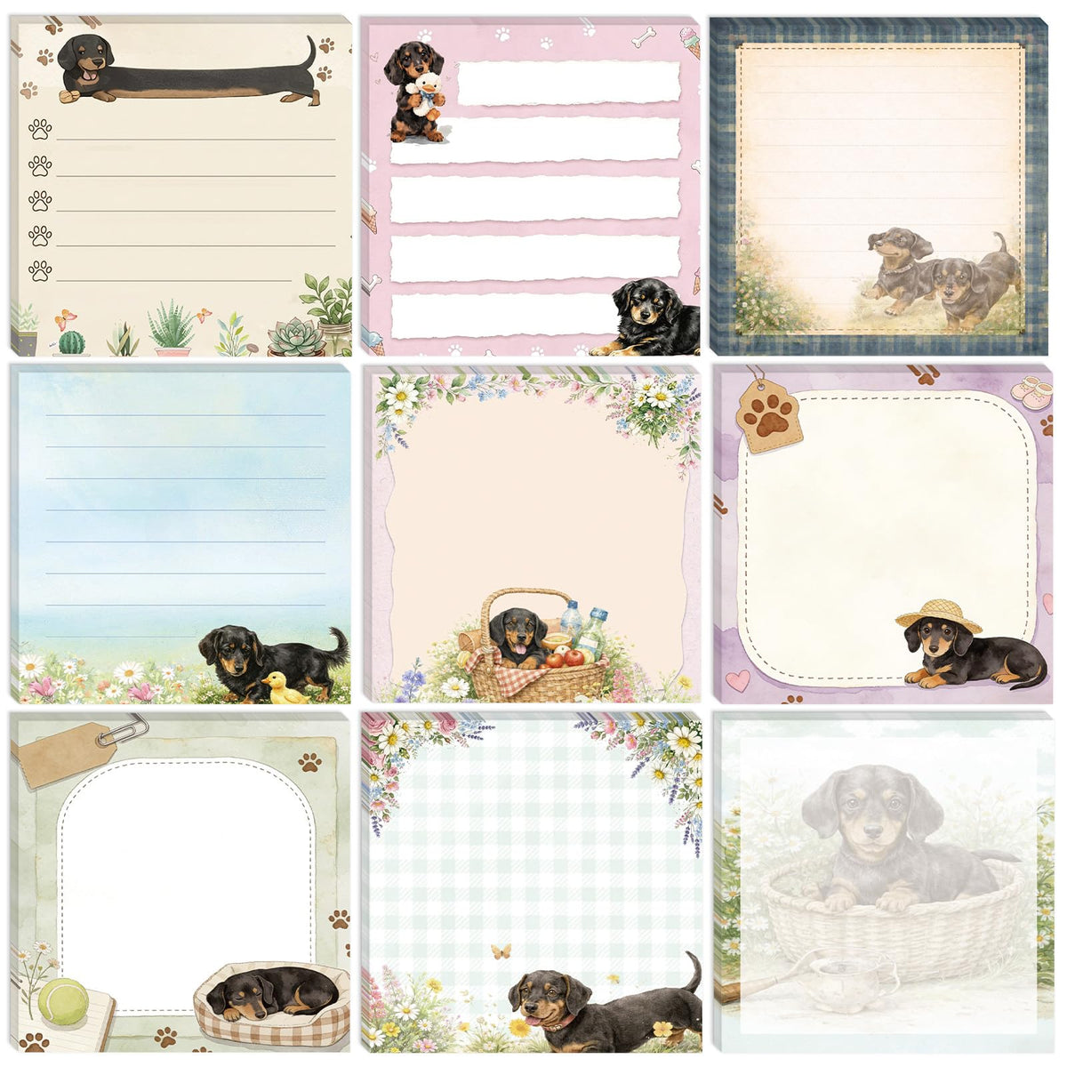 9 Pcs Black Cat Gift Cute Sticky Notes for Cat Lover