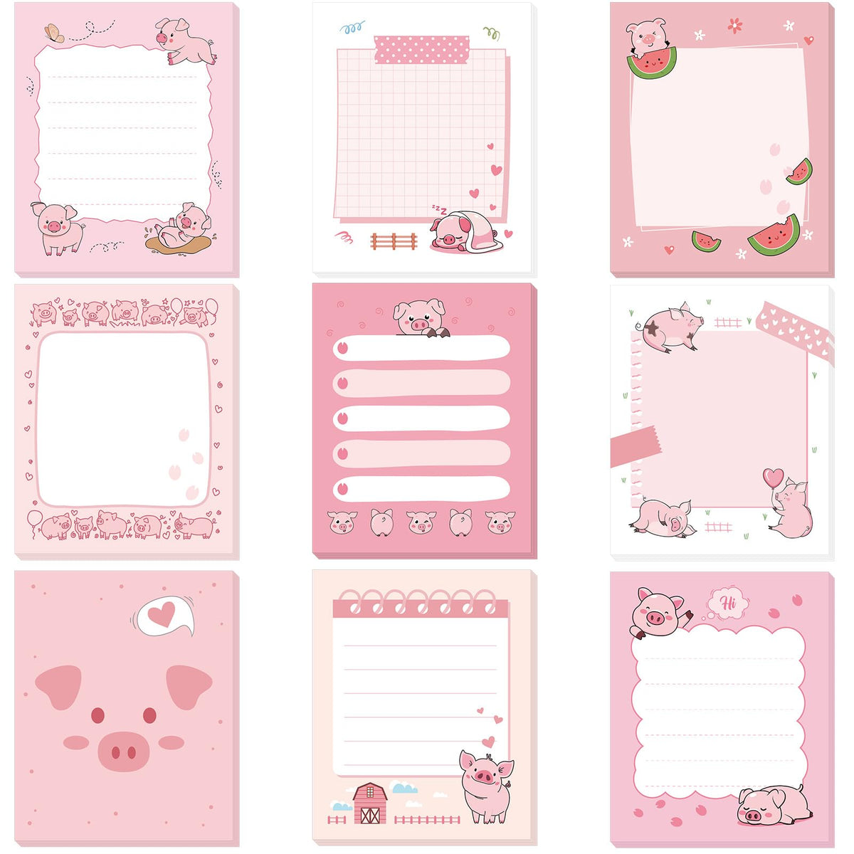 Sabary 9 Pads Cute Sticky Notes 3.15 x 3.94 Inch for School