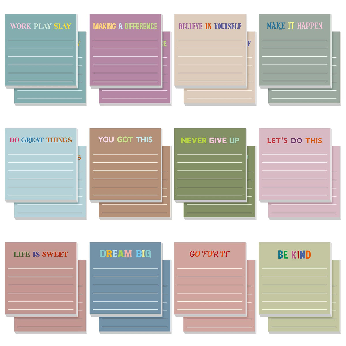 Yinder 24 Pcs Inspirational Sticky Notes Gifts, Appreciation, Multicolor