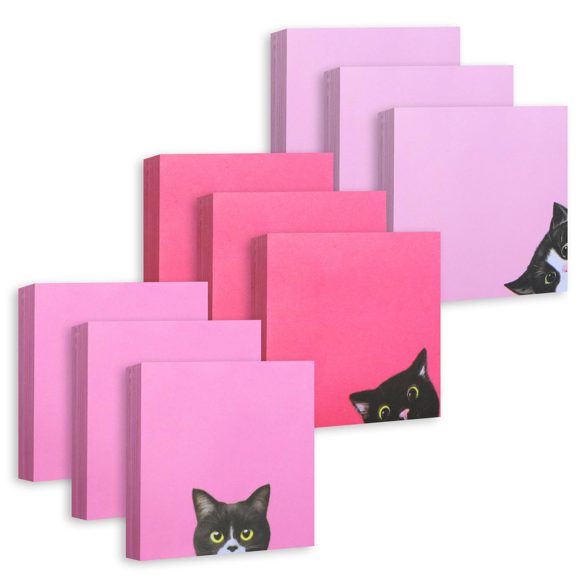 12 Pads Cute Sticky Notes - Kawaii Kitty Animal Note Pads Bulk, Fun Feline Cartoon Self-Adhesive Memo Tabs & Page Markers, Unique Stationery Gift for Veterinary Office, School & Party Supplies