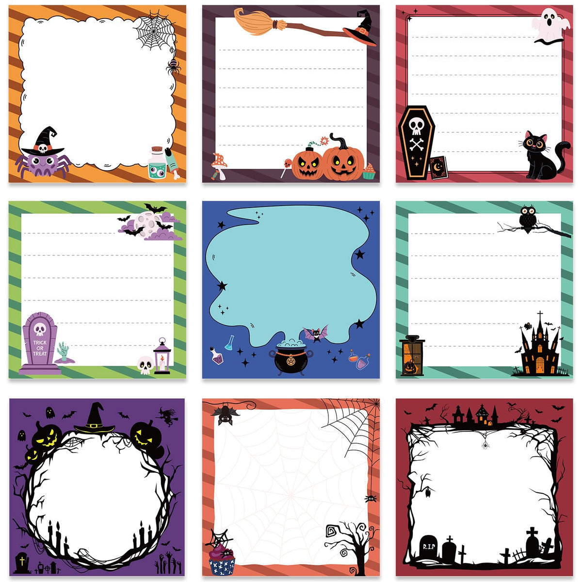 Frog Sticky Notes 3x3 Cute Animal Stationery 9-Pack