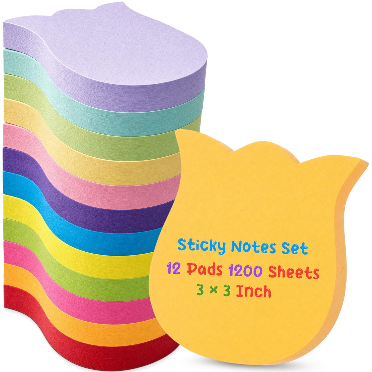 Leinuosen 12 Pack Flower Sticky Notes Bulk 3 Inch, 100 Sheets/Pad