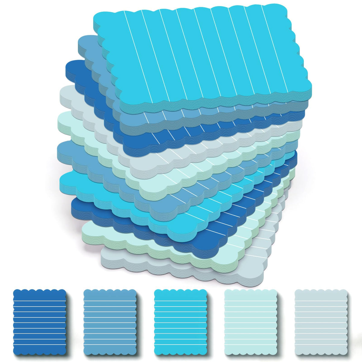 Epakh 10 Pack Scalloped Line Sticky Notes, Gradient Pink Pads, 3 x 4 Inch
