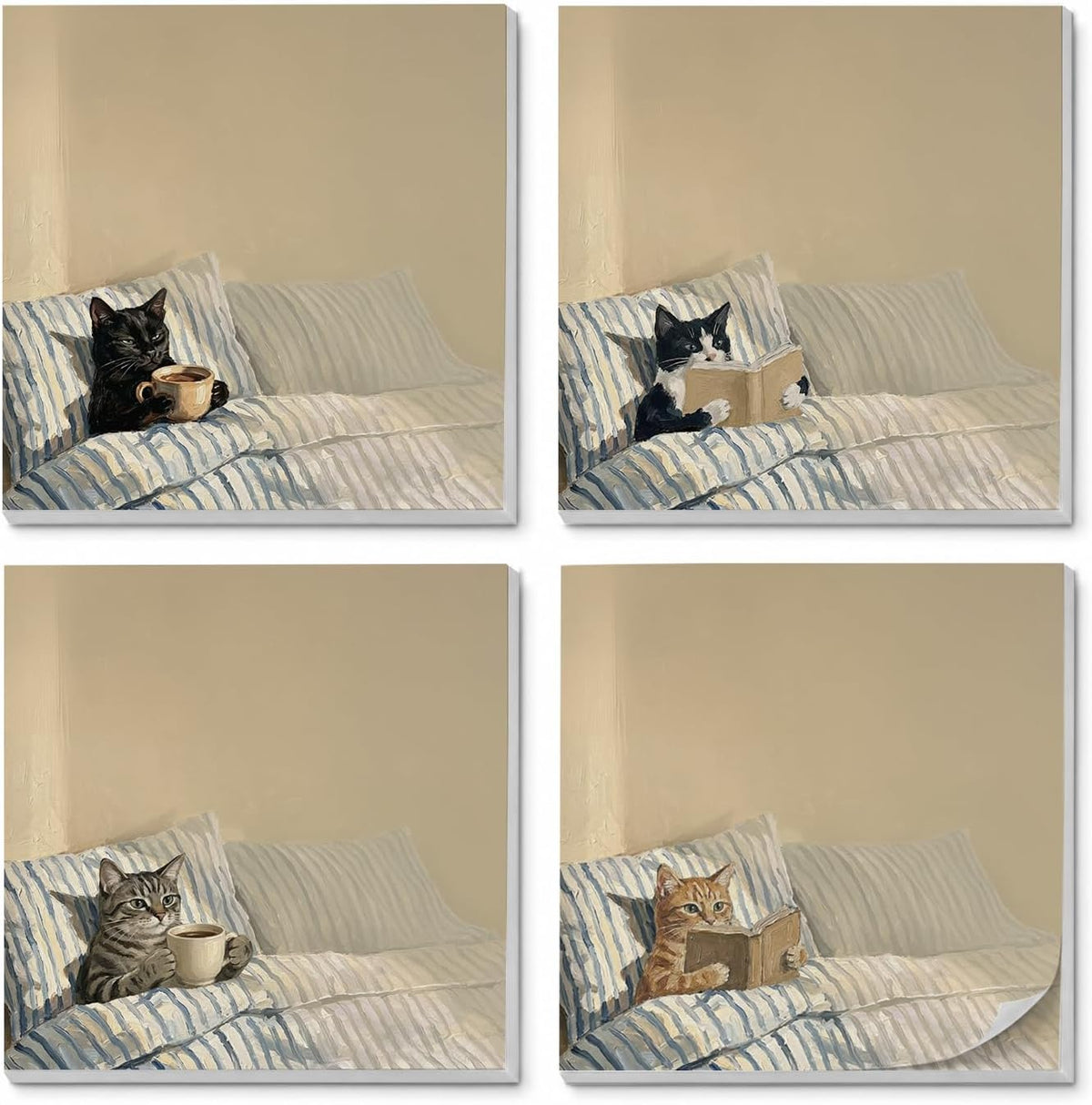 Cat Sticky Notes 3x3, Funny Cute Cat Sticky Notes 4 Pads, Cute Notepads Office Supplies Gifts for Women Men Coworkers Cat Lovers