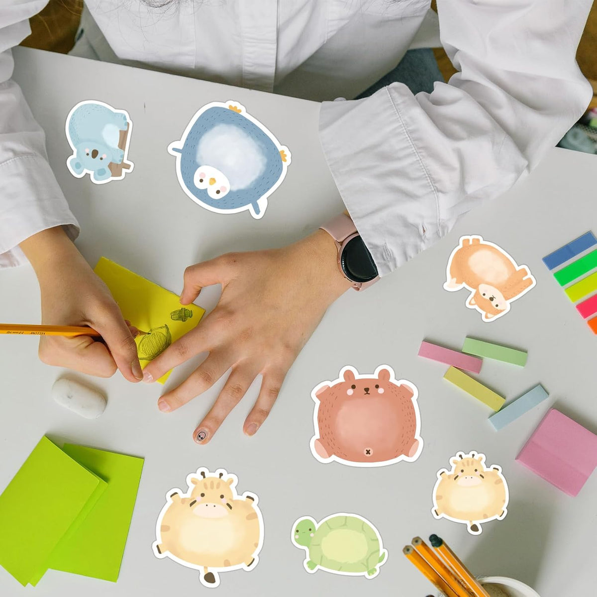 Cute Animal Sticky Notes 24 Pads Mini Cartoon Notes Memo Pads Self Adhesive Home Office School Classroom Supplies