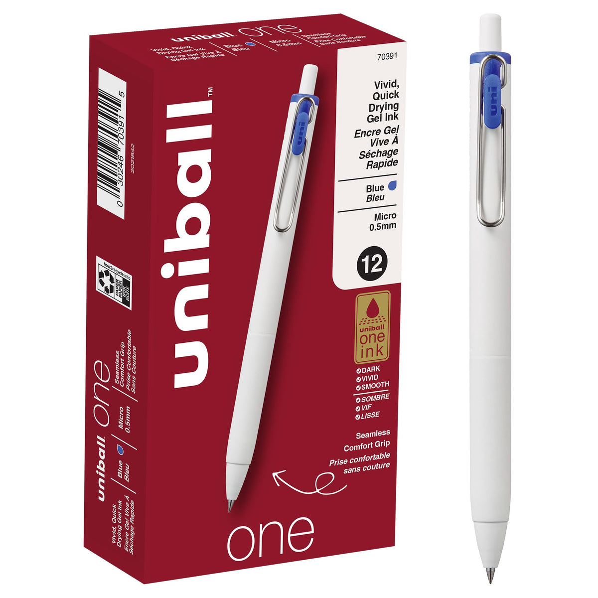uniball™ one Gel Pens, Medium Point (0.7mm), Assorted Ink, 5 Pack