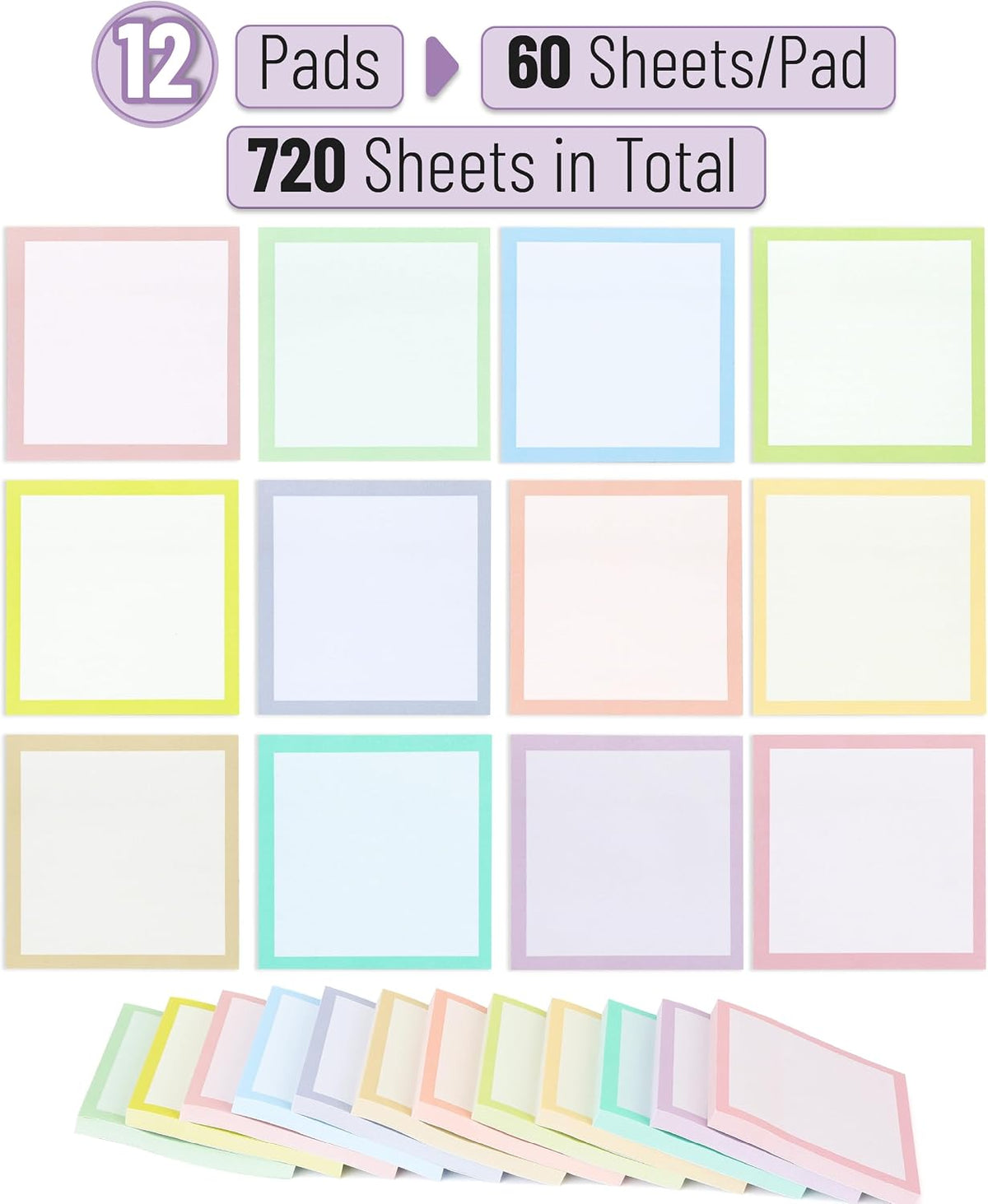 Mr. Pen- Bulk Sticky Notes, 3"x3", 12 Pads, 60 Sheets/Pad, 720 Sheets