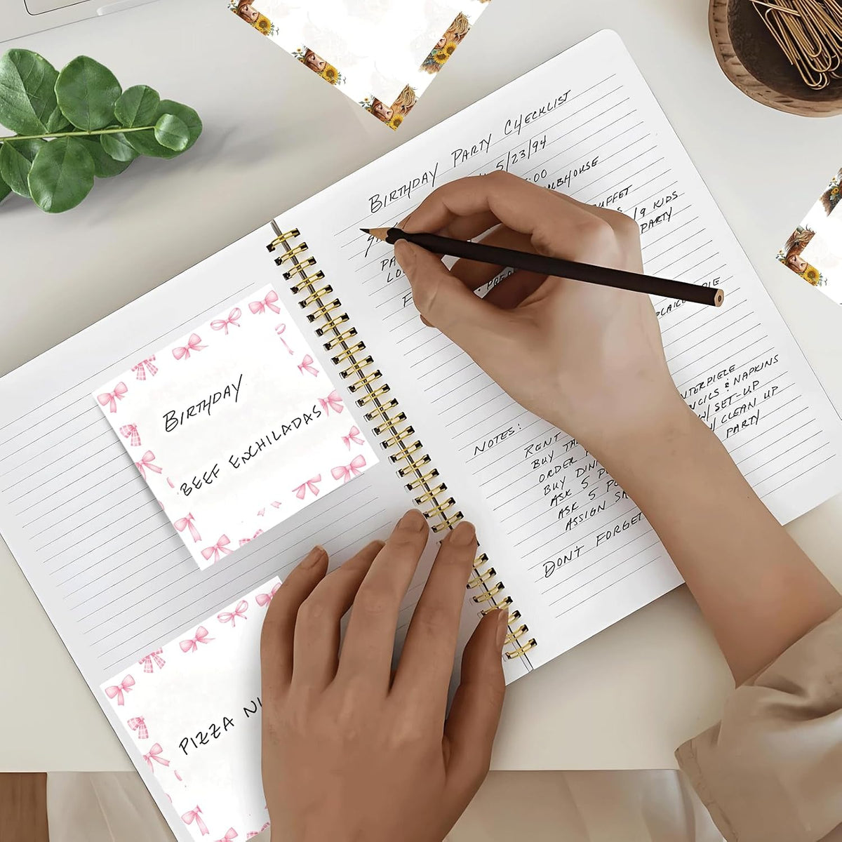 Cute Sticky Notes 3 x 3 Inch, 2 Pack Sticky Note Pads, 50 Sheets Per Pad, Self Stick Memo Pads for Office Supplies, School Supplies, Home Office Pink Bow