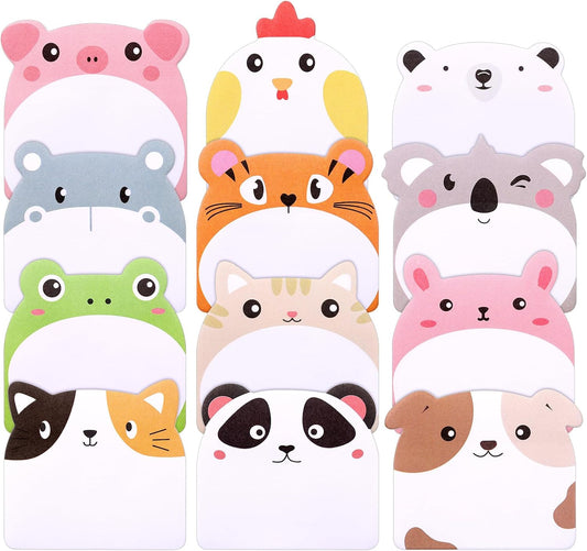 JIANTA 24 Pcs Cute Sticky Notes, 12 Animal Designs, 720 Sheets