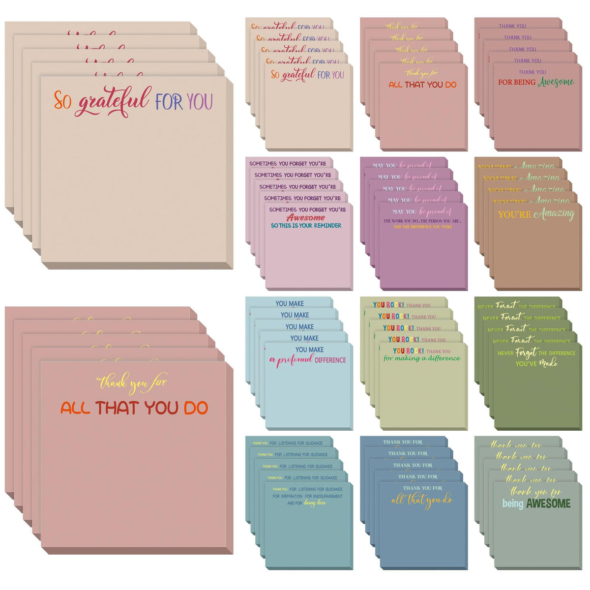 Yinder 24 Pcs Inspirational Sticky Notes Gifts, Appreciation, Multicolor