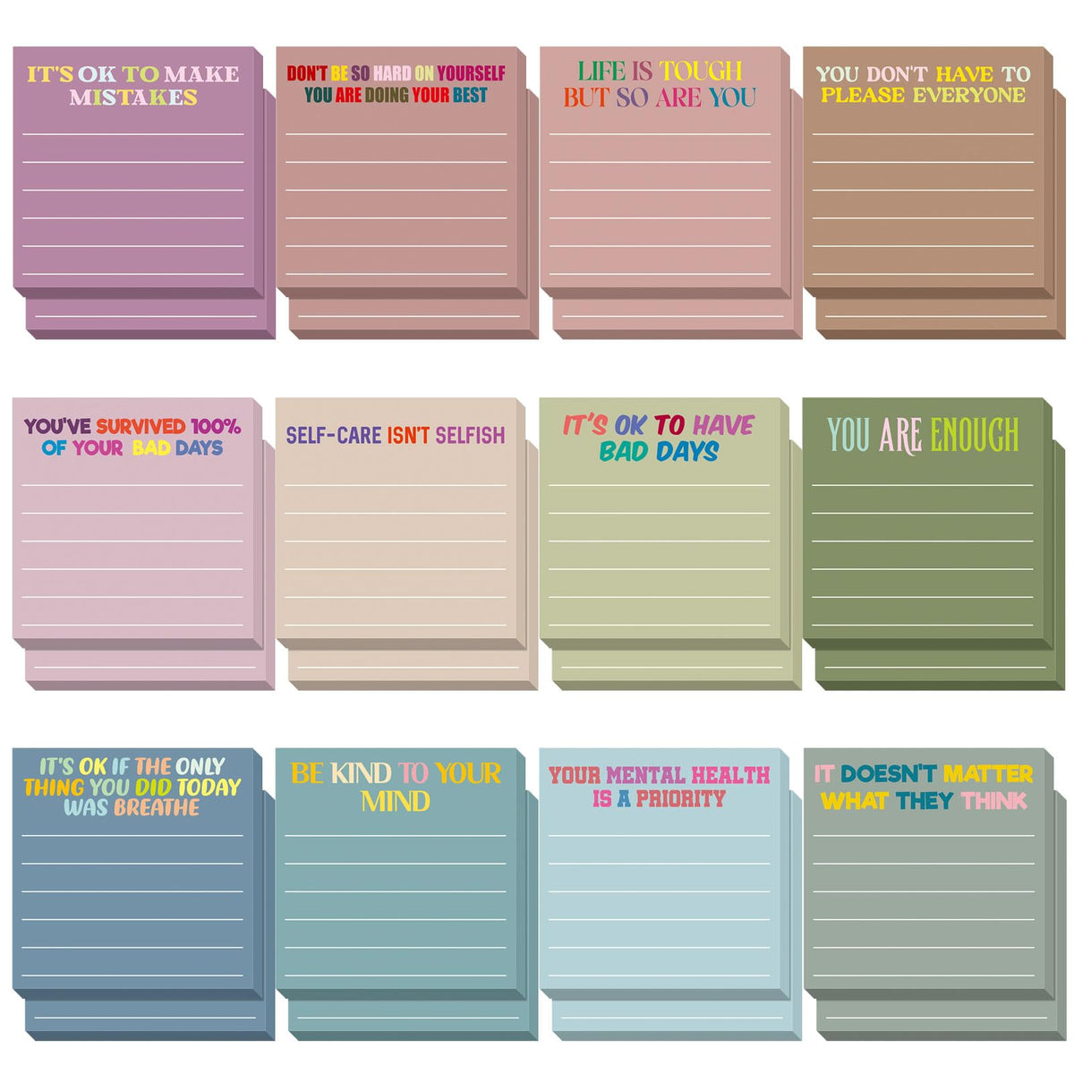 Yinder 24 Pcs Inspirational Sticky Notes Gifts, Appreciation, Multicolor