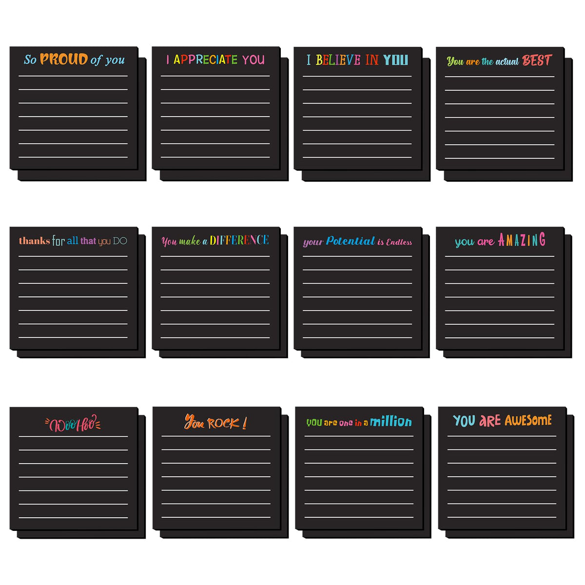 Yinder 24 Pcs Inspirational Sticky Notes Gifts, Appreciation, Multicolor