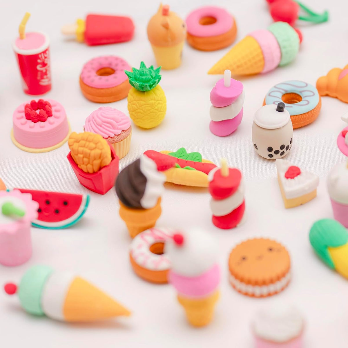 30Pcs 3D Food Erasers for Kids, All are Food Styles, Random Desktop Pets Toys Gifts, Mini Puzzle Classroom Rewards, Kids Party Favors Back to School Supplies