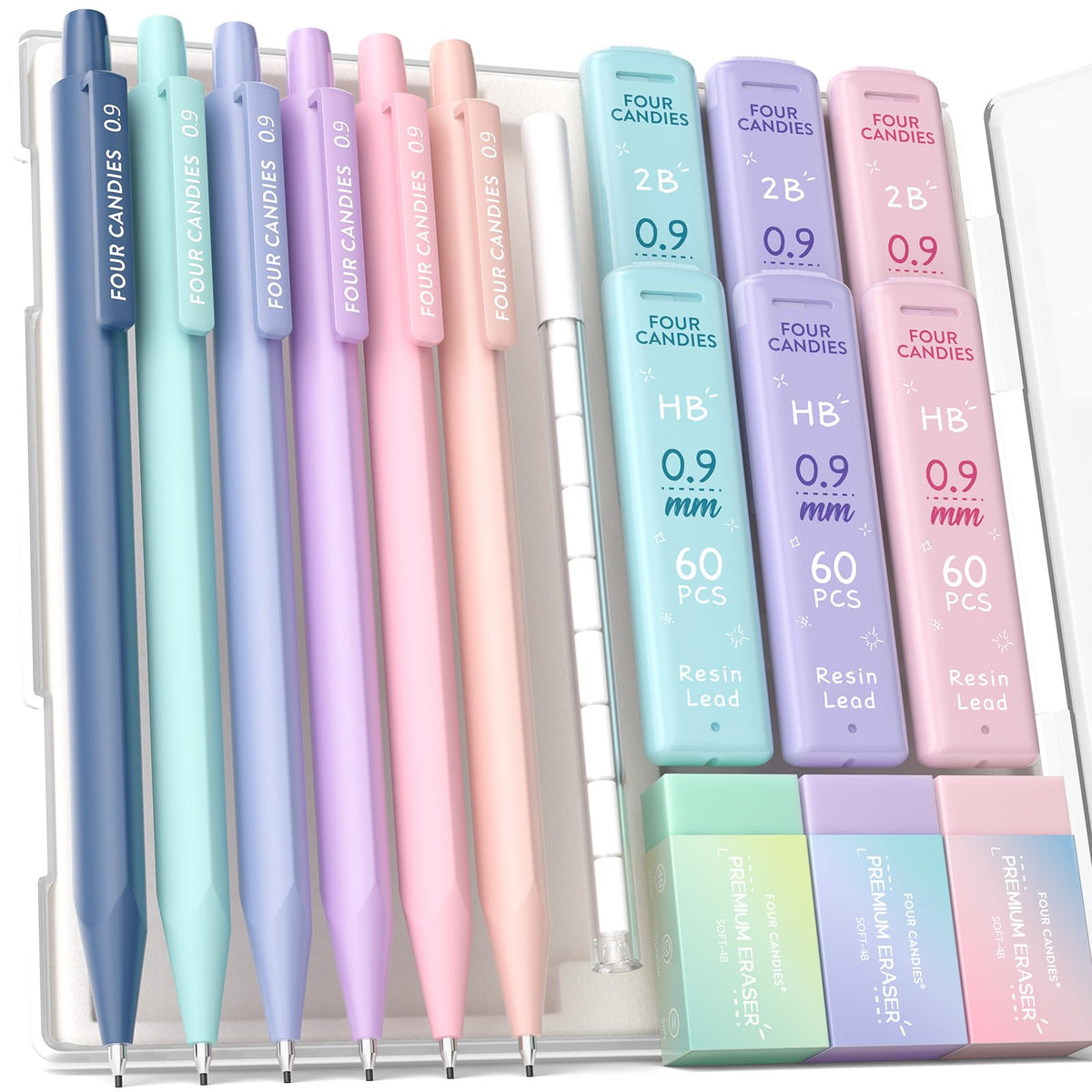 Four Candies Cute Mechanical Pencil Set, 0.7mm Medium Point, 6-Count Pack