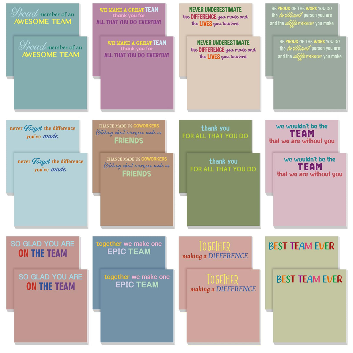 Yinder 24 Pcs Inspirational Sticky Notes Gifts, Appreciation, Multicolor