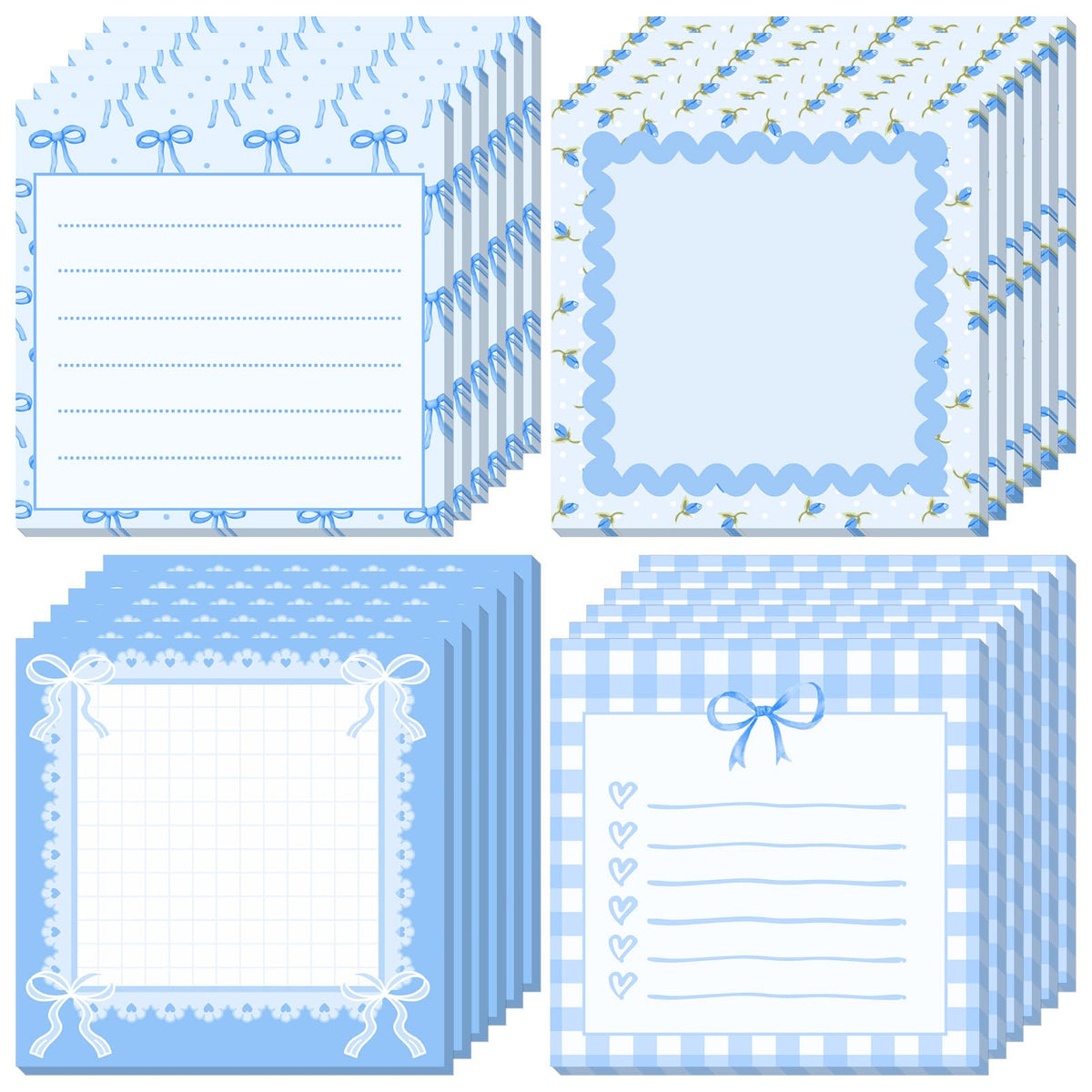 Thenshop 24 Pad/720 Sheets Coquette Bow Sticky Notes 3 x 3 Inch, Pink
