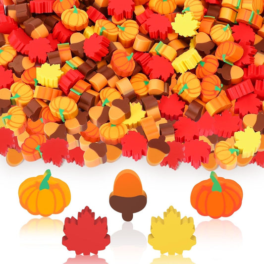 JUNEBRUSHS 150Pcs Fall Mini Erasers, Cute Thanksgiving Erasers Bulk