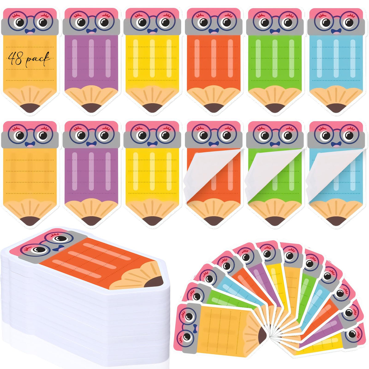 48 Pads 1440 Sheets Composition Notebook Sticky Notes Teacher Note Pads Back to School Supplies Gifts Self Adhesive Memo Pad Cute Gifts for Students Classroom