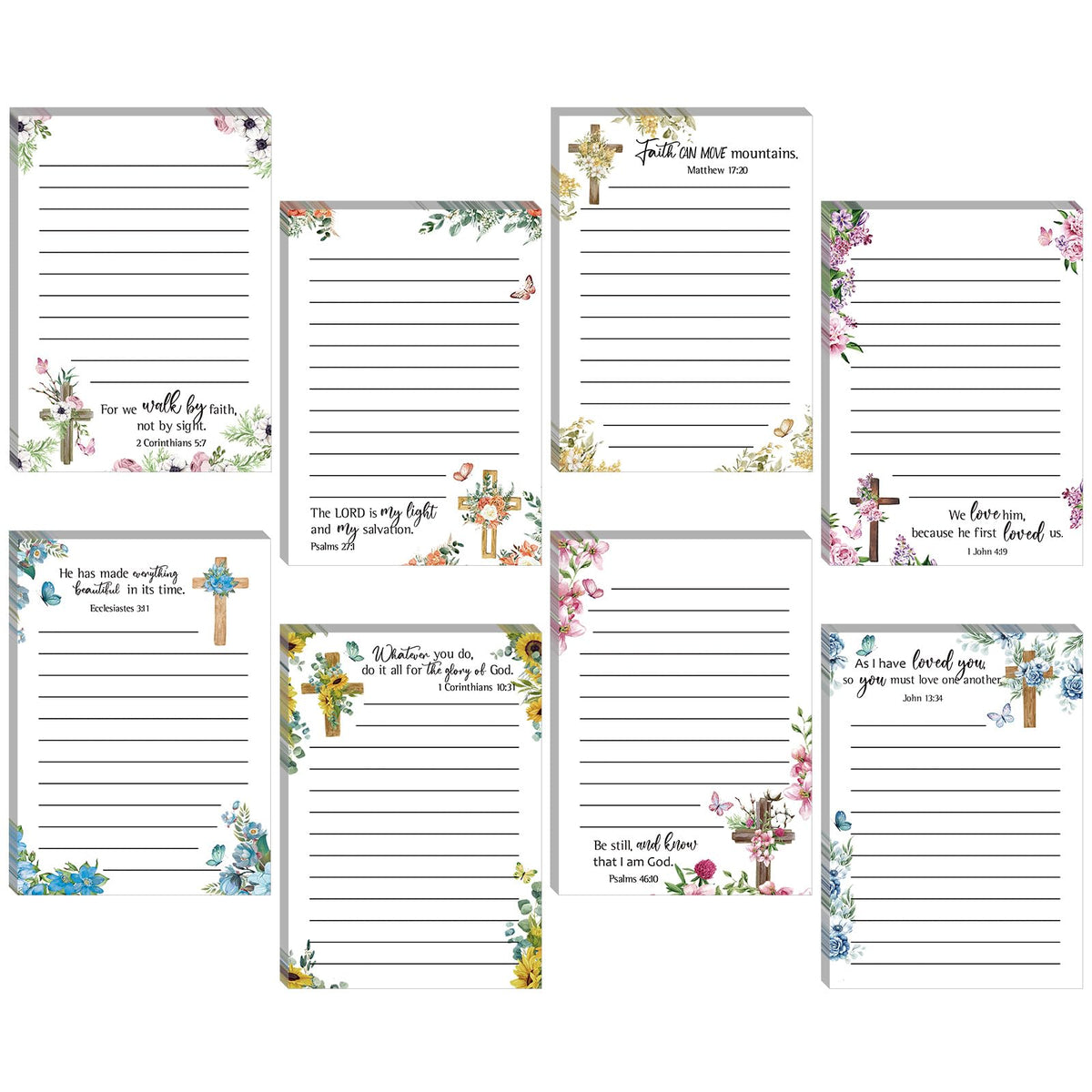 Gersoniel 8 Pack Bible Verse Notepads Christian Sticky Notes,Fresh Style