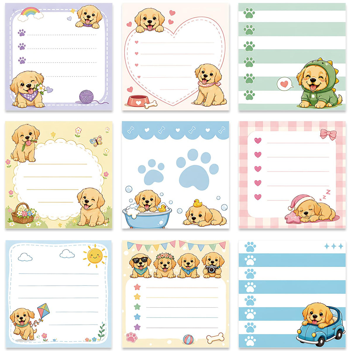 Frog Sticky Notes 3x3 Cute Animal Stationery 9-Pack