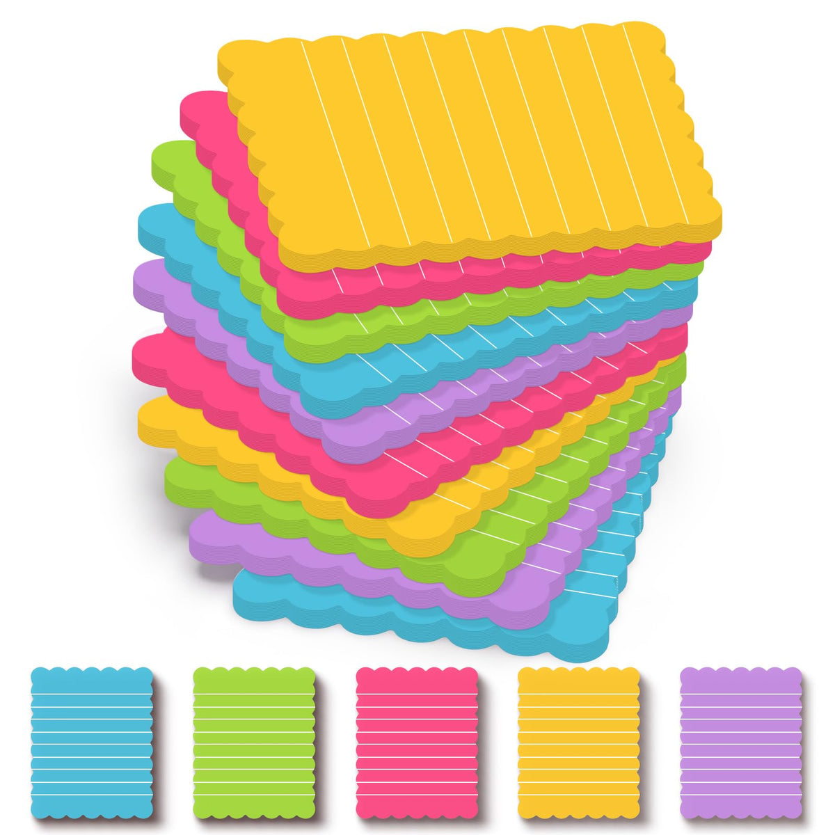 Epakh 10 Pack Scalloped Line Sticky Notes, Gradient Pink Pads, 3 x 4 Inch