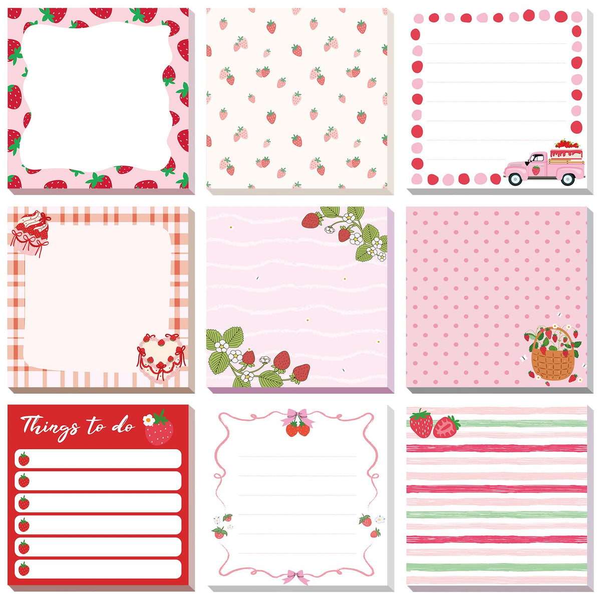 9 Pads Turtle Sticky Notes, 3x3 Inch Cute Stick Notepads