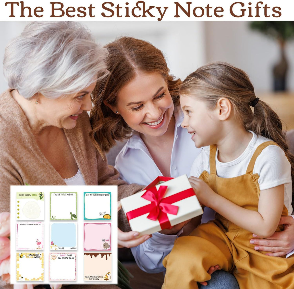 Inspirational Sticky Notes 3x3 Gifts for Positive People 9-Pack