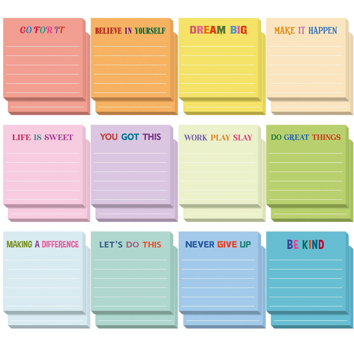 Yinder 24 Pcs Inspirational Sticky Notes Gifts, Appreciation, Multicolor