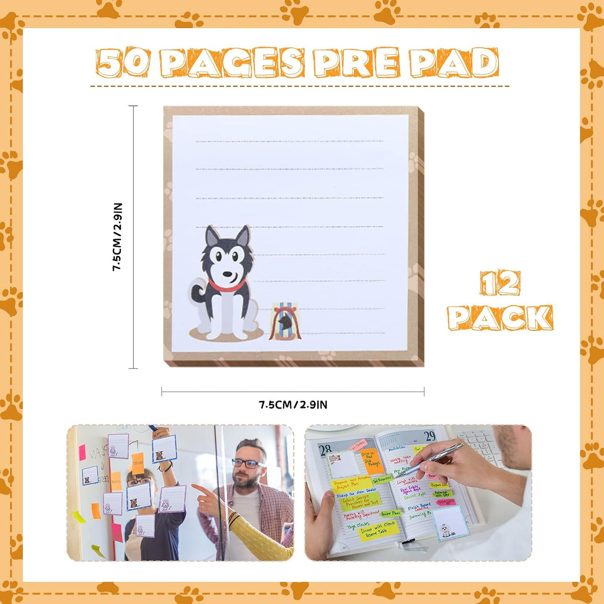 Handepo 12 Pcs Dog Sticky Notes 3"x3" Cute Puppy Vet Tech Week Gifts