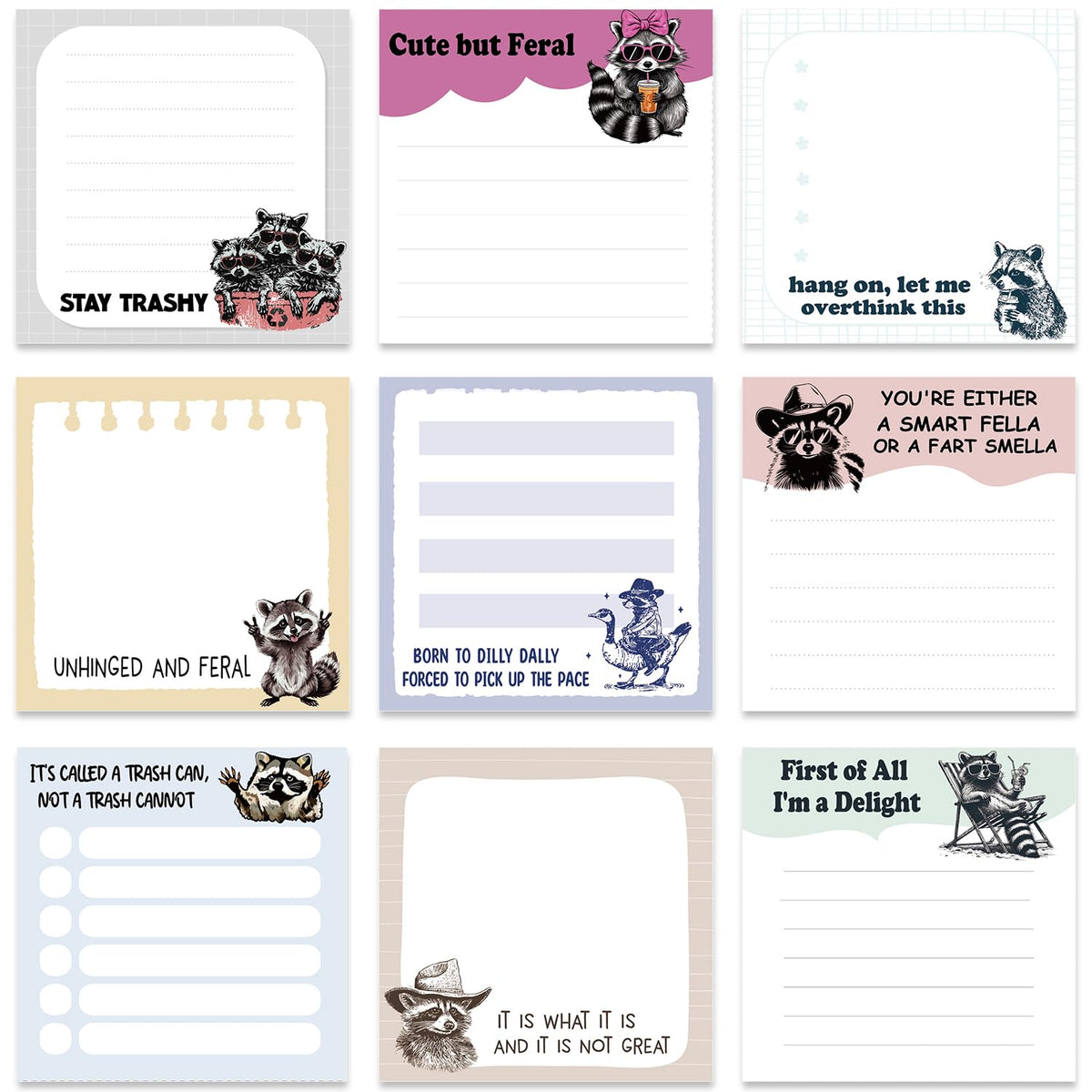 Inspirational Sticky Notes 3x3 Gifts for Positive People 9-Pack