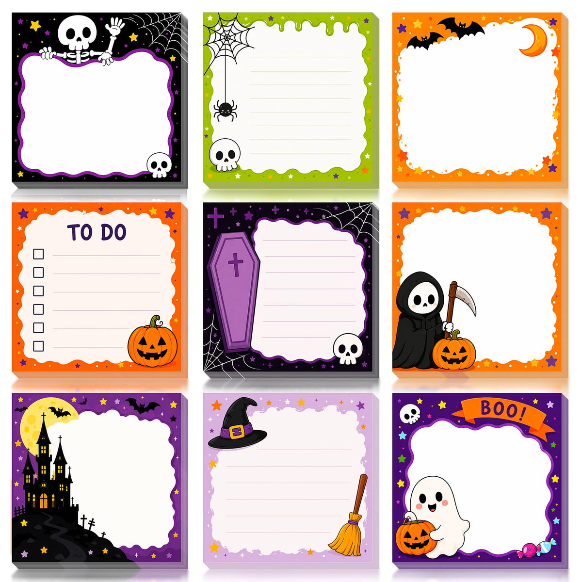 9 Pieces Bee Sticky Notes 3x3 Inch Cute Bee Note Pads Adesive Bee Memo Notes for School Office Home Supplies Students Teachers Gift