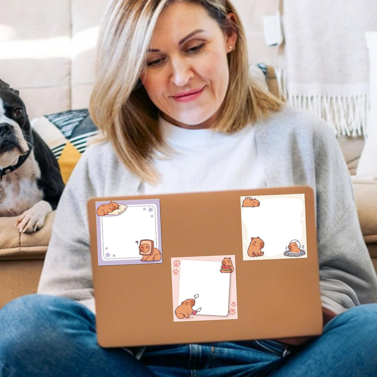 9 Pcs Cute Capybara Sticky Notes, Funny Capybara Self-Adhesive Notes for Women Man, Colorful Positive Sticky NotePads for Teacher Students Office Worker Animal Lovers Gift