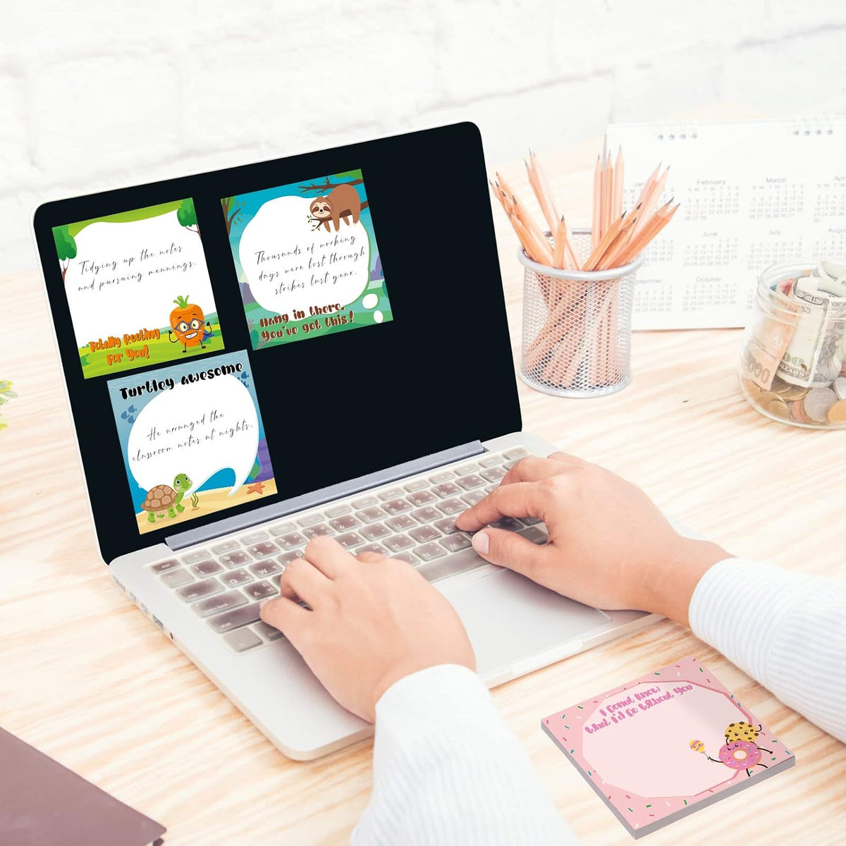 12 Pcs Fun Inspirational Sticky Notes 3 x 3 Inch Motivational, Cute Style