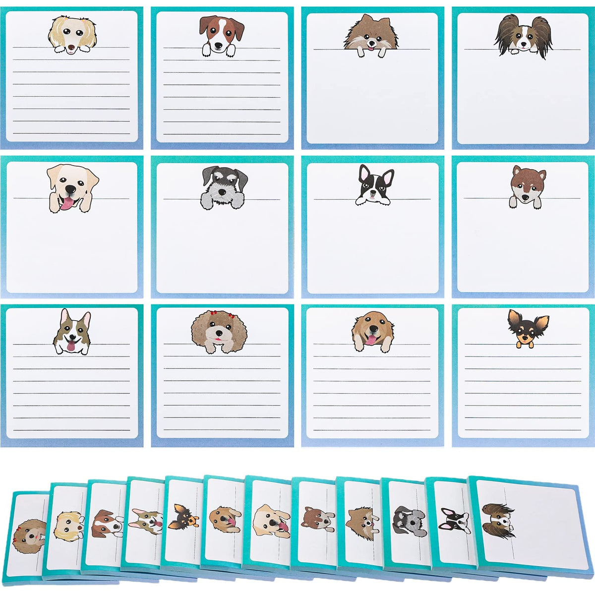 Handepo 12 Pcs Dog Sticky Notes 3"x3" Cute Puppy Vet Tech Week Gifts
