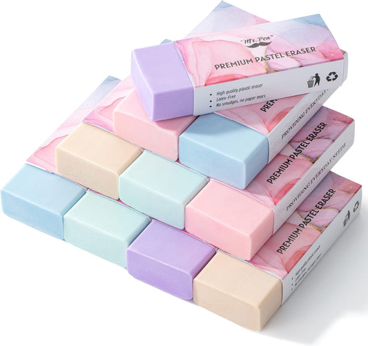 Mr. Pen- Pencil Eraser, 10 Pack, Pastel Colors