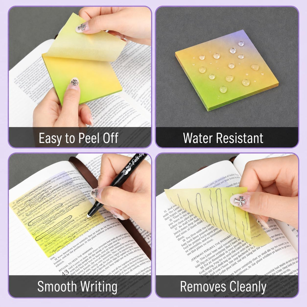 Mr. Pen- Transparent Glitter Sticky Notes, 3”x3”, 12 Pads, 600 Sheets