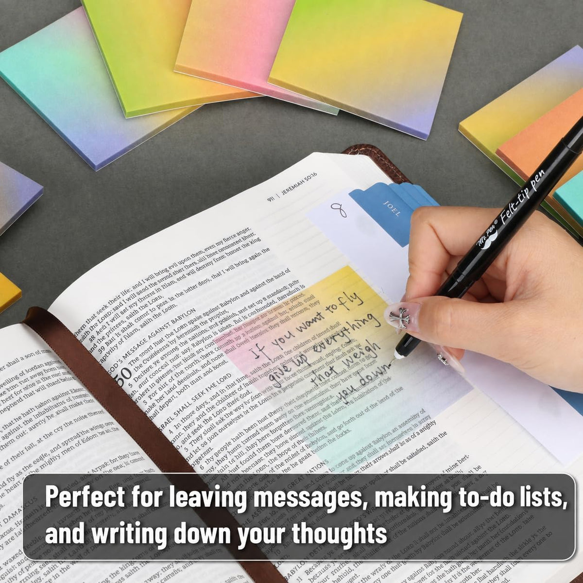 Mr. Pen- Transparent Glitter Sticky Notes, 3”x3”, 12 Pads, 600 Sheets