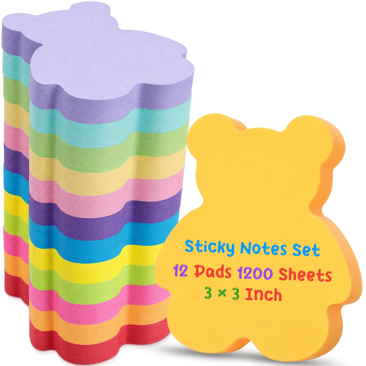 Leinuosen 12 Pack Flower Sticky Notes Bulk 3 Inch, 100 Sheets/Pad