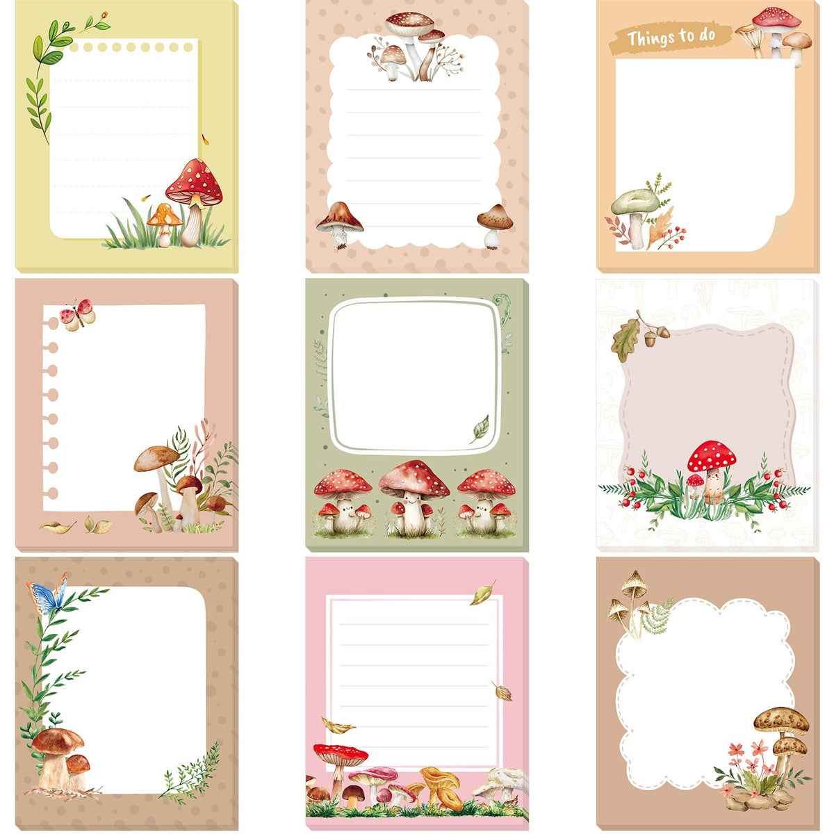 Sabary 9 Pads Cute Sticky Notes 3.15 x 3.94 Inch for School