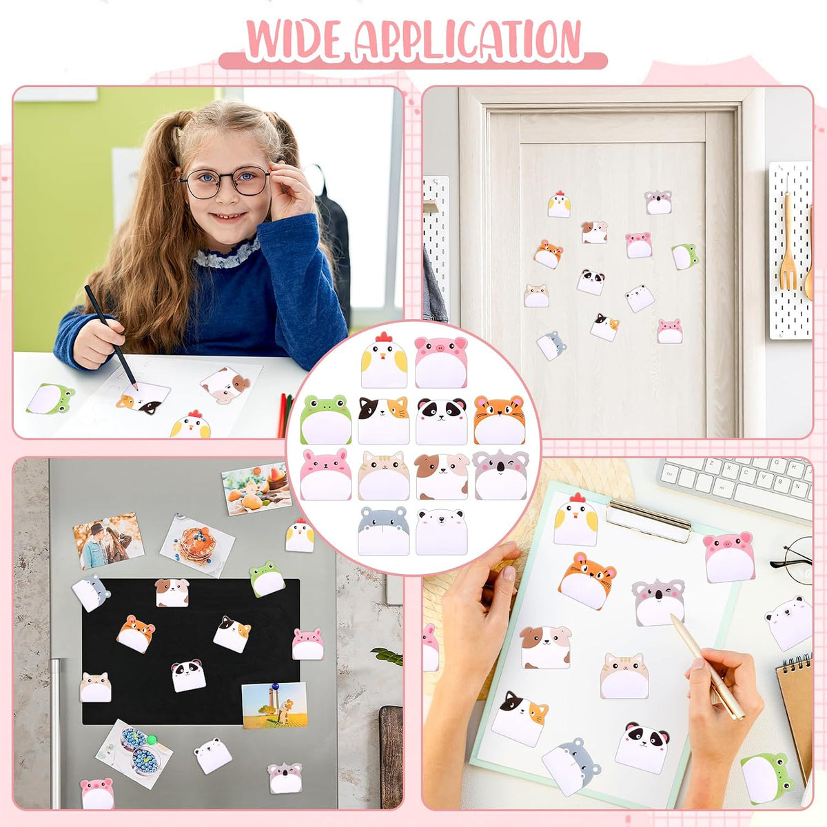 JIANTA 24 Pcs Cute Sticky Notes, 12 Animal Designs, 720 Sheets